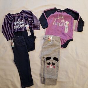 Garanimals set 2 diaper shirts, 2 pants 12 months